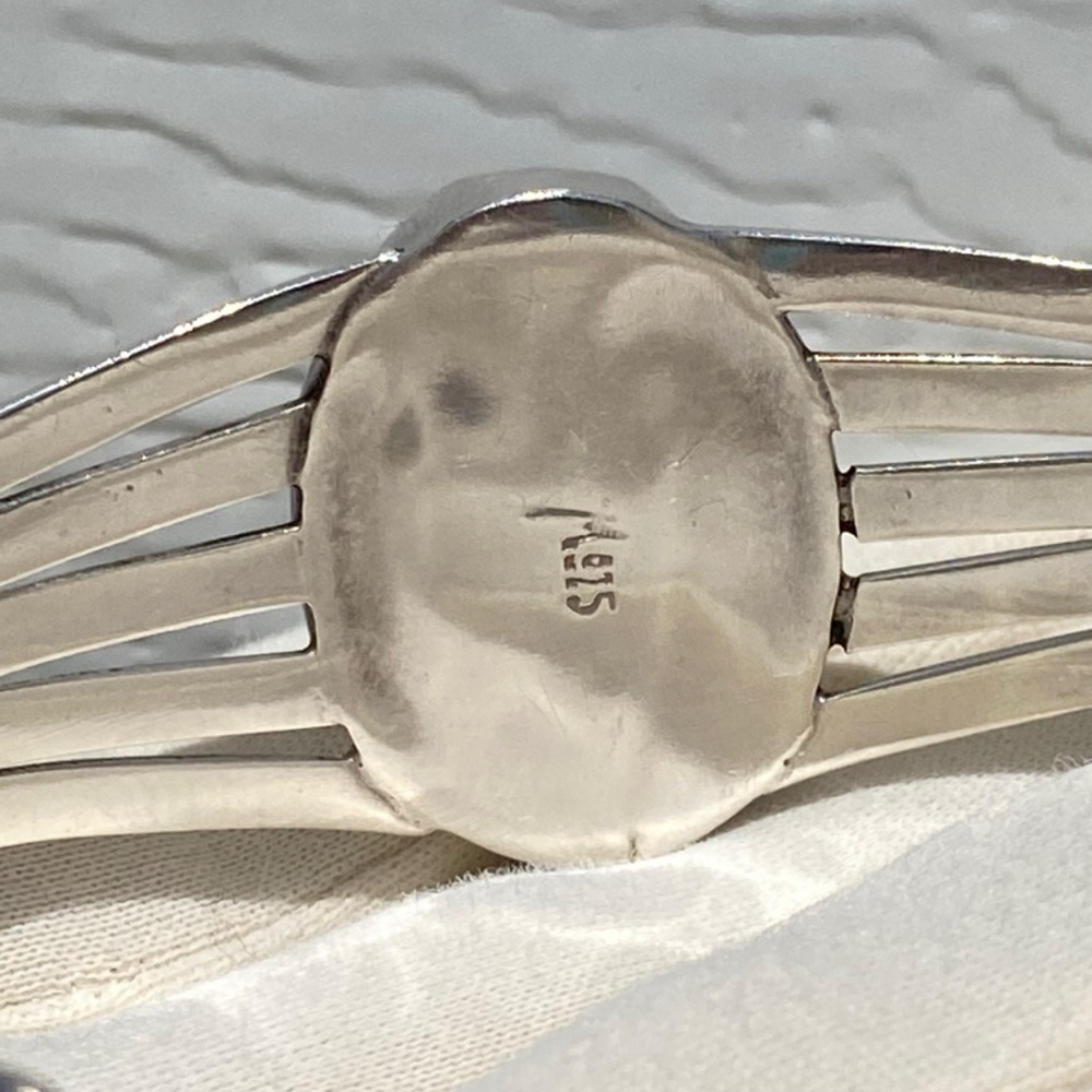 Signed - Sterling Silver and Sodalite Cuff Bracelet - Picture 9 of 15